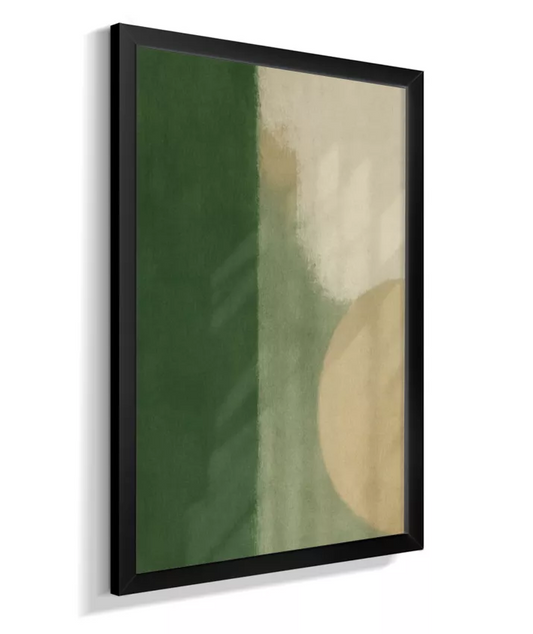 Quadro Decorativo Abstrato Geométrico Verde e Bege – Arte Moderna Vertical AA1026