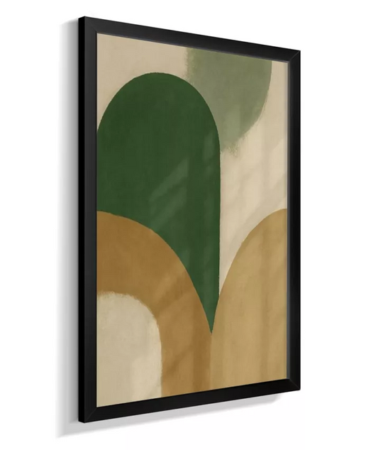 Quadro Decorativo Abstrato Formas Orgânicas – Verde, Bege e Off White AA2048