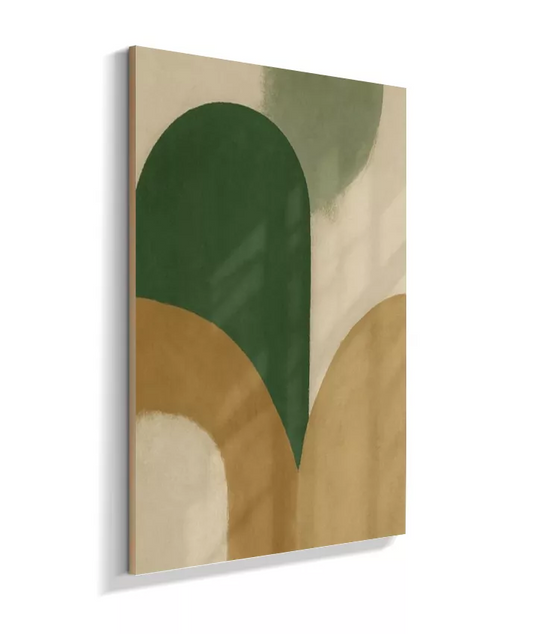 Quadro Decorativo Abstrato Formas Orgânicas – Verde, Bege e Off White AA2048
