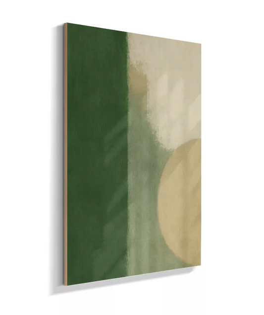 Quadro Decorativo Abstrato Geométrico Verde e Bege – Arte Moderna Vertical AA1026