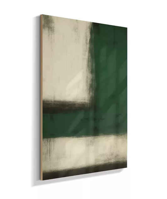 Quadro Abstrato Geométrico com Blocos Escuros – Verde Musgo, Preto e Off-White AA7088
