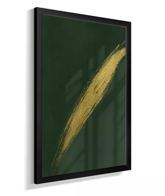 Quadro Abstrato Verde com Traço Dourado AA924168