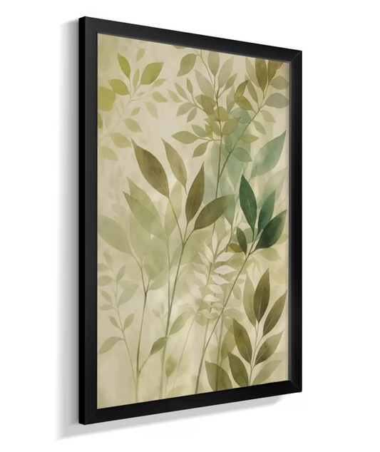 Folhagem Serena – Quadro de Folhas Verdes em Estilo Natural Moderno N842697