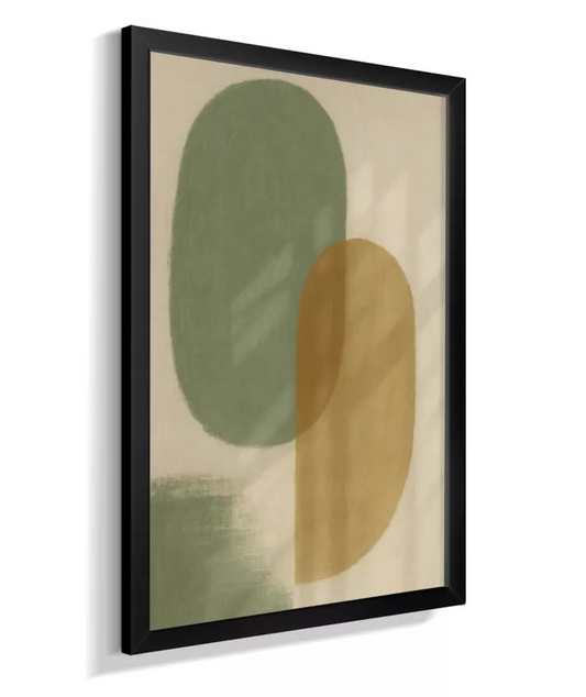Quadro Decorativo Abstrato com Formas Sobrepostas – Verde Oliva e Caramelo AA6088