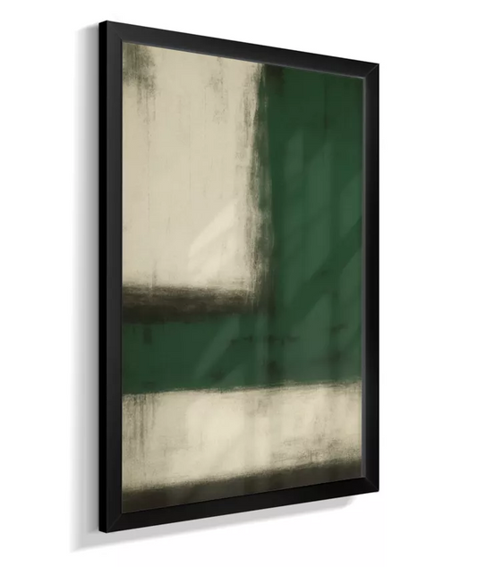 Quadro Abstrato Geométrico com Blocos Escuros – Verde Musgo, Preto e Off-White AA7088