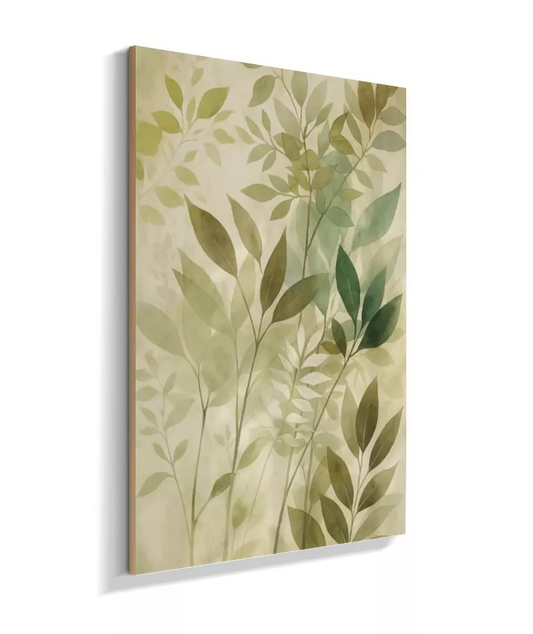Folhagem Serena – Quadro de Folhas Verdes em Estilo Natural Moderno N842697