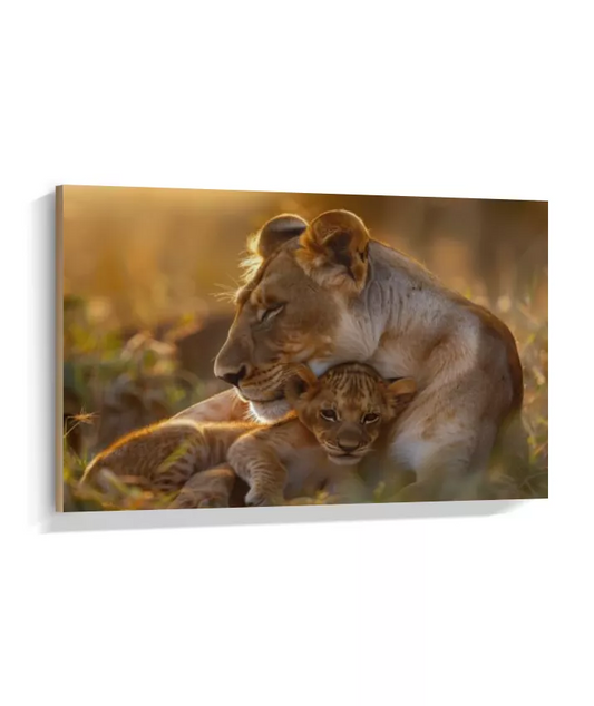 Quadro Decorativo Leoa com Filhote – Arte Emocional e Protetora para Sala ou Quarto A715348