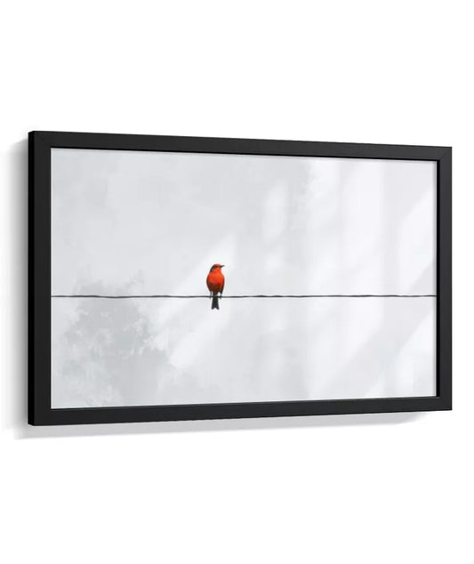 Quadro Decorativo Passarinho no Fio – Arte Minimalista e Poética para Decoração A689312